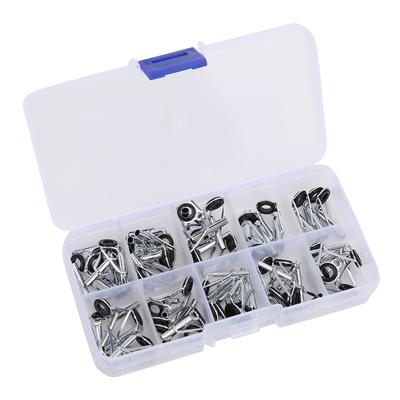 54 Pcs Stainless Steel Fishing Rod Guides Tip Rings with Storage Box Fish Tackle Accessories Kit