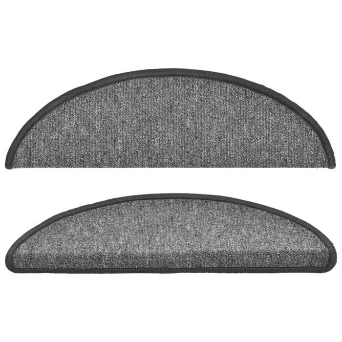 VidaXL Tapis d'escalier 15 pièces 56 x 17 x 3 cm Gris foncé Demi-rond 133877