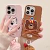 Bow Embroidered West Highland Lychee Pattern IPhone16 15 Mobile Phone Case Suitable for Apple 14 13pmax Cartoon