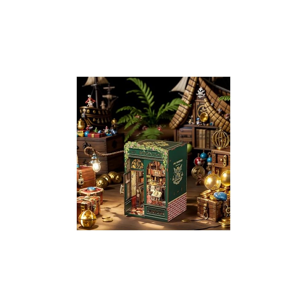 CuteBee Book Nook DIY Kit Miniature Dollhouse with LED Lights for Beginners and Teens
