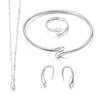 Elegant Personalized 4-Piece Jewelry Set: Necklace, Bracelet, Water Drop Earrings & Ear Clips for Women