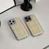 Yellow Checkered Pattern Suitable for Apple 16 Mobile Phone Case Iphone14promax Drop Glue13 Niche Korean 15 Electroplated Silver