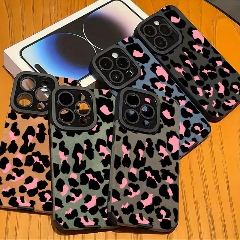 Fashion Pink Leopard Phone Case For iPhone 17 16 15 14 13 12 11 17 Pro Max Air X XR XS Max 16E Plus Shockproof Soft Cover