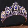 DIEZI Baroque Princess Green Purple AB Crystal Tiara For Women Girls Wedding Party Luxury Vintage Queen Crown Hair Accessories