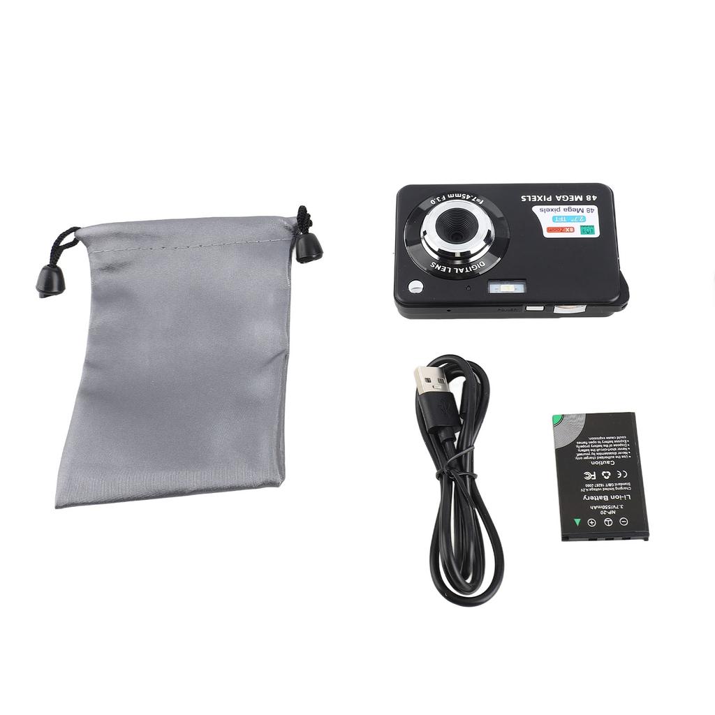 4K Digital Camera with 2.7in LCD Built In Fill Light 48MP 8x Zoom Anti Shake Pocket Camera for