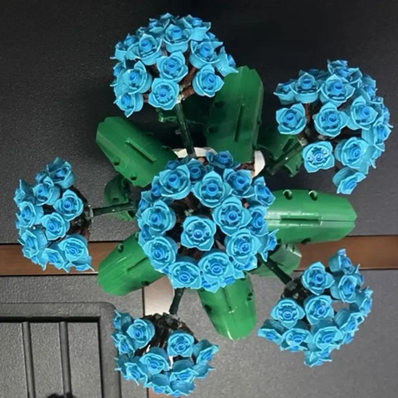 Stavební blok Huazhi Hydrangea Věčný květinový montážní hračka kreativní dárek