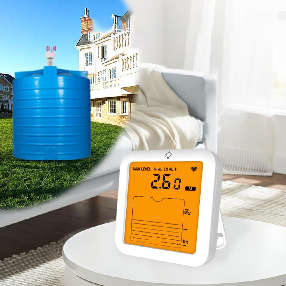 Ultrasonic Liquid Level Meter Low Battery Indicator Alarm Multifunctional Liquid Gauge Water Level Monitor for Home Garden Yard