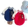 Pet Autumn and Winter Striped Collar Baseball Jacket Cat Plush Thick Warm Jacket Dog Clothes for Small Dogs Puppy Clothes