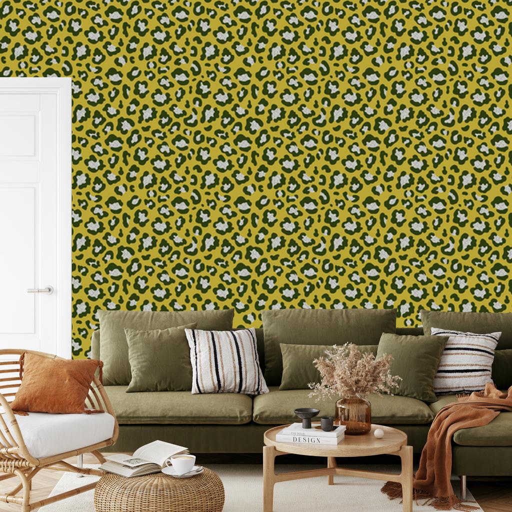 Green Leather Yellow and Olive Wallpaper for Living Room and Bedroom 50x1000