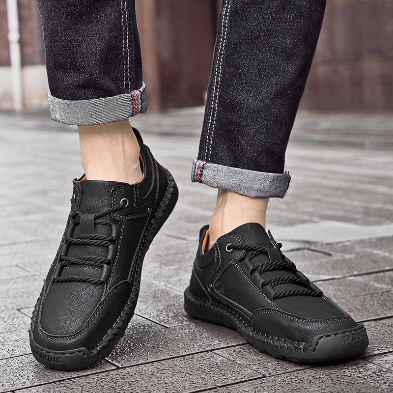 Men Handmade Retro Leisure Shoes Large Size Casual Leather Rubber Bottom Handmade Casual Shoes Breathable