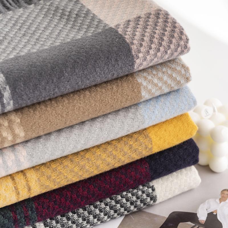 Fashion Versatile Square Plaid Scarf Women's Simple Imitation Cashmere Scarf Warm Shawl Cold Scarf