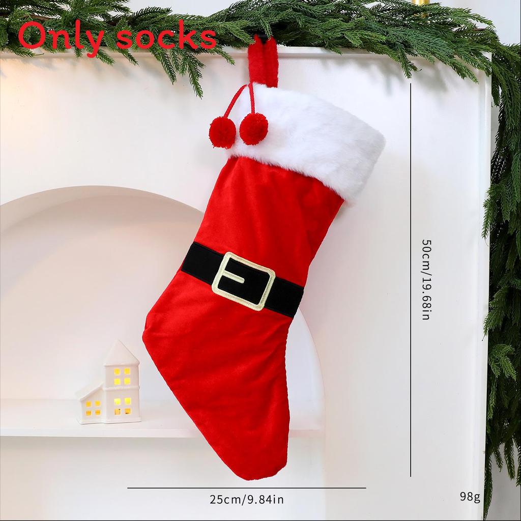 

Santa Christmas Stocking With Embroidered Letters And Snowball Accent For Festive Decor Ball