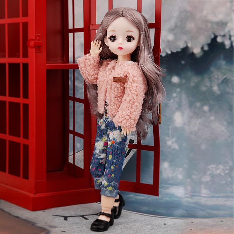 30 CM Mini Mobile 23 Bambole Snodate Ragazze Giocattolo 3D Grandi Occhi BJD Principessa Abiti Completi Collezione di Abiti Per Bambini Regalo bambola