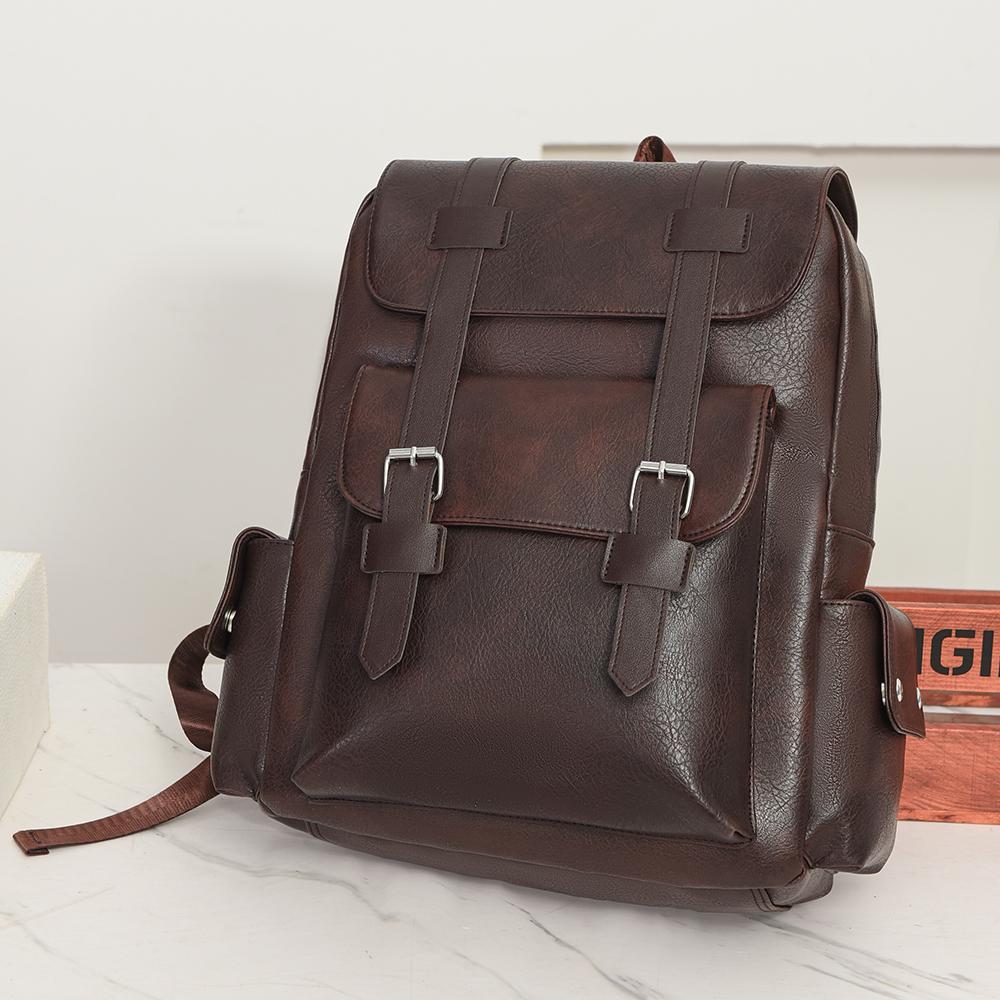 Large Capacity Men's Backpack Multi-Function PU Backpack Travel Computer Bag Women Backpack