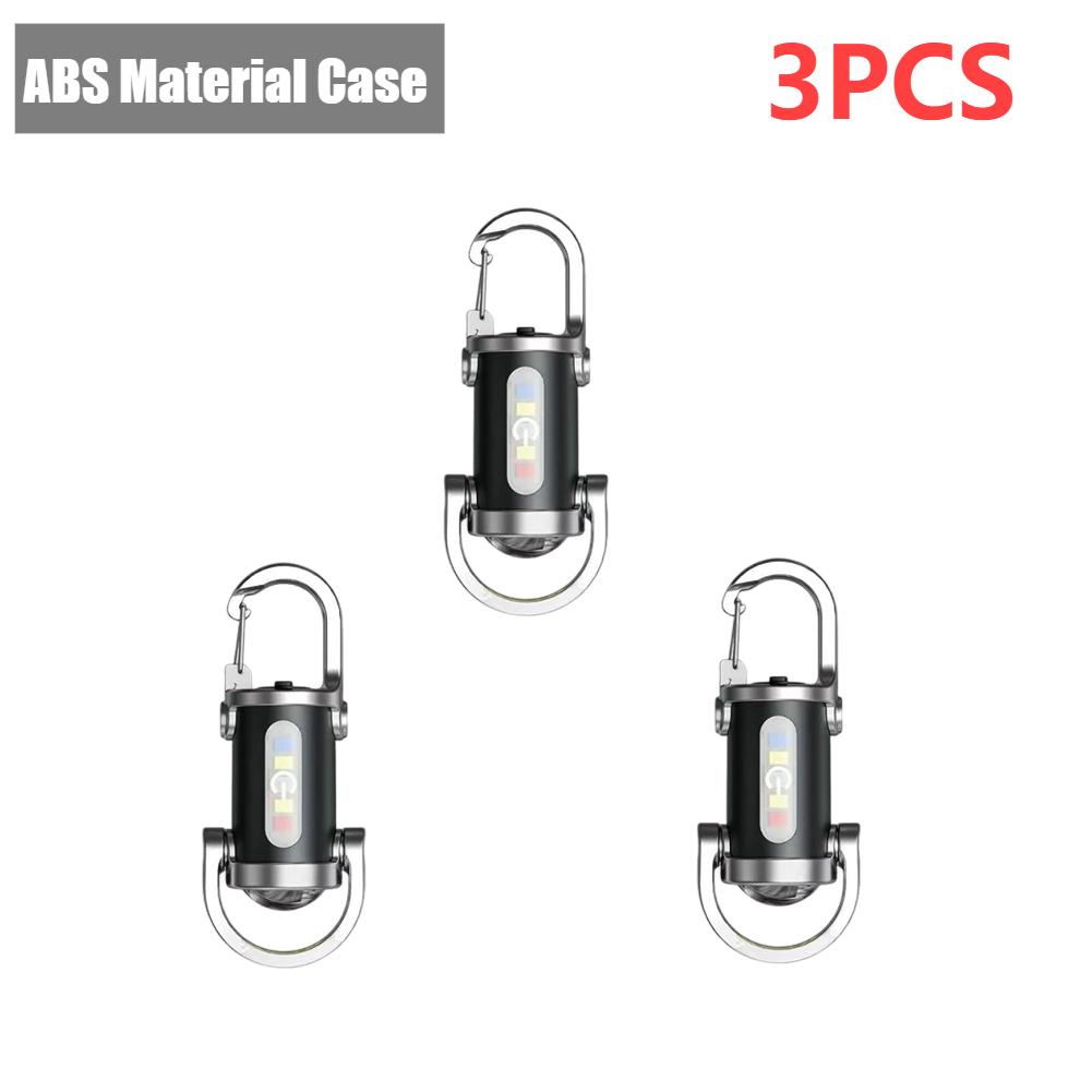 Mini COB Work Light Rechargeable LED Flashlight 7 Modes Emergency Keychain Light Waterproof Keyring Camping Hiking Pocket Lamp