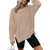 Women's Crew Neck Sweatshirt Loose Batwing Long Sleeve Pullover Irregular Hem Casual Blouse