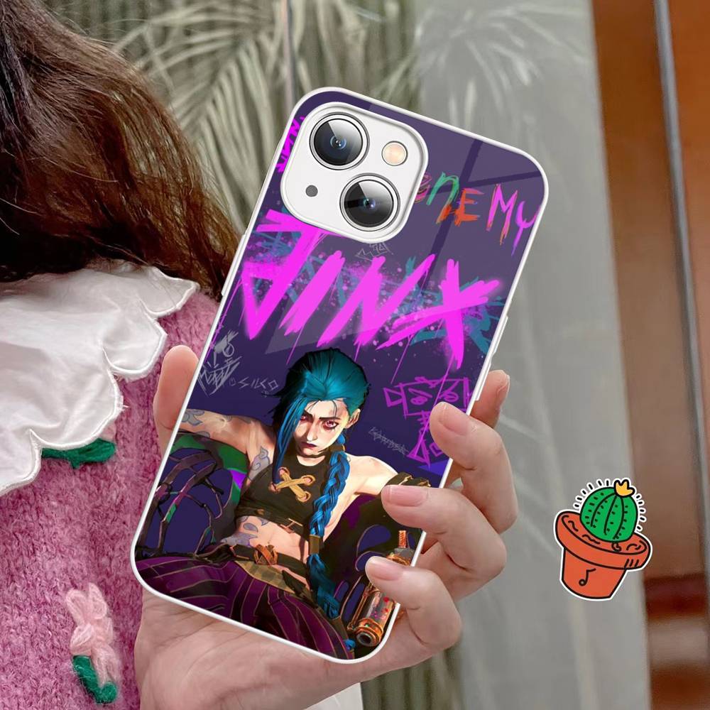 Arcane J-Jinx Anime Phone Case For IPhone 15 13 12 Mini 11 Pro XS Max X XR 14 Plus Tempered Glass Cover