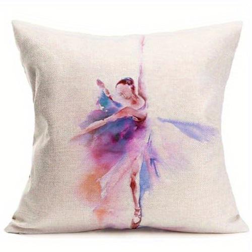 Watercolor Ballet Dancers Pattern Doublesided Printed pillow cover Short plush Suitable living rooms sofas throw cushion cover