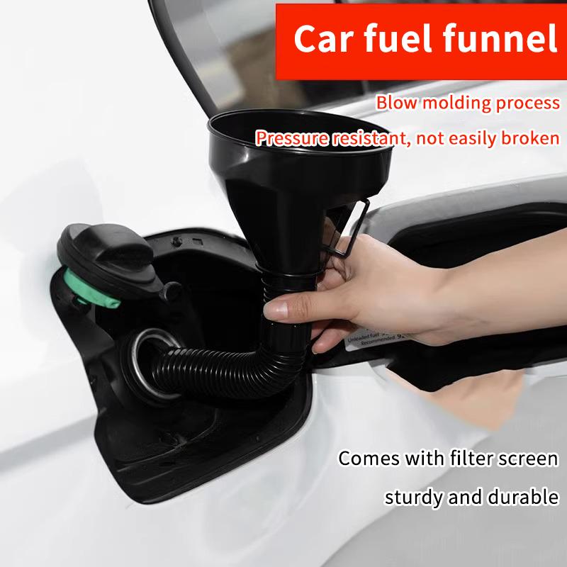 Universal Auto Refueling Funnel Set with Filter Tube Versatile Car Oil and Liquid Transfer Funnel with Non Spill Handle