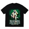 Michael Jackson Portret Gouden Handtekening T-shirt Oversized Y2k Katoen Grafisch T-shirt Unisex Unisex Streetwear Top Dames Heren Kleding