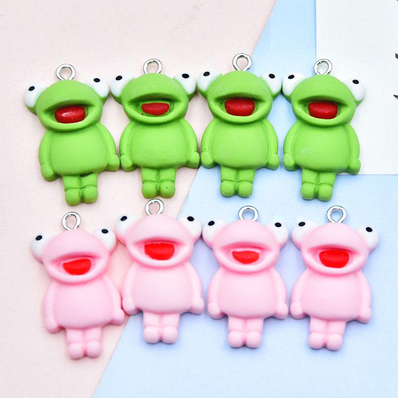 Cute Cartoon Frog Resin Pendant Keychain - Handmade Jewelry Accessory