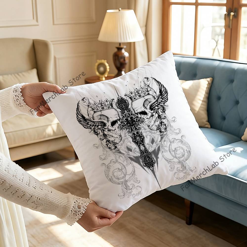 Gothic Cyber Sigil Cross Eyes Printed Pillow Cover Cushion Case Simple Sofa Pillow Case No Pillow Core