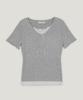 Teuwi Bet Ribbon Color Block Layered Short Sleeve Knit