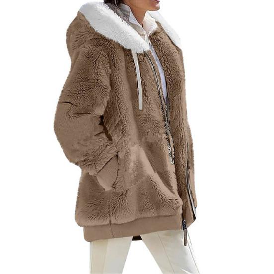 Cappotto invernale da donna tinta unita caldo peluche morbido taglie forti cappotto da signora abbigliamento invernale