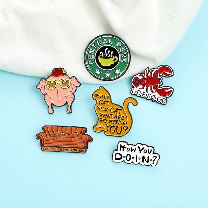 Creative Cartoon Coffee Cup Brooch Pin for Men and Women - Stylish Clothing Accessory & Ornament with Alloy Baking Varnish Finish