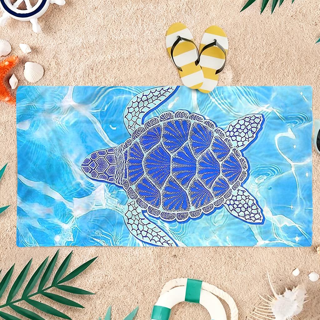 Waves and Sea Turtles Beach Towel Quick-drying Super Absorbent Suitable for Swimming Beach Pool Gym Summer Gift for Friends