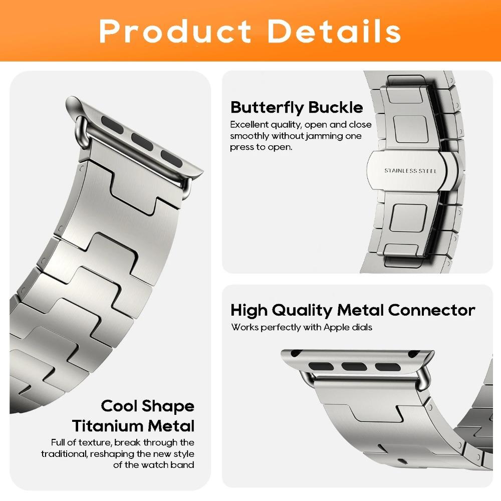 Luxurious Titanium Band For Apple Watch Series 10 46mm 42mm Metal Business Bracelet iWatch Ultra1/2 49mm 45mm 44mm 38mm 40mm 41mm Watchband SE