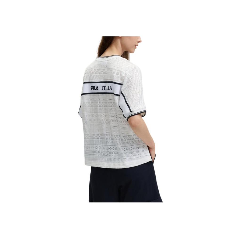 FILA Emerald Soft Comfortable Loose Two-Piece Short Sleeve Knit Set Women tops Cloud-White F11W434106F-WT