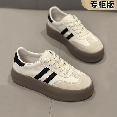 Leather Women's Thick-soled Heightening Women's Shoes Spring and Summer New Versatile Women's Casual Soft-soled Student Board Shoes