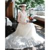 Thai French Heavy Industry Lace Sleeveless Vest + Long Pleated Skirt Set Photo Vacation Dress