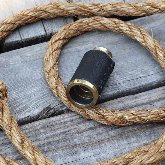 Set Sails Pirate Telescope - Miniature Pure Brass Nautical Collapsible Spyglass With Wooden Gift