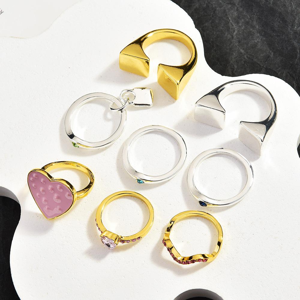 Spanish Simple Love Design Ring Feminine Geometric Opening Stainless Steel Ring Jewelry