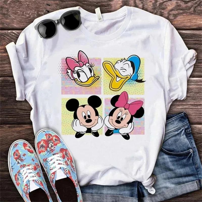 2025 New Fashion 26 Letter Print Women's T-shirt Disney Minnie Top Casual T-shirt Summer Short Sleeve Pattern Women's Clothing