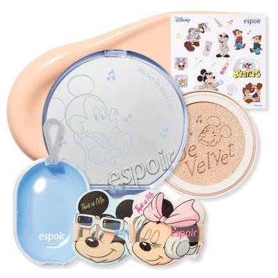 Espoir Disney Collection Bee Velvet Cover Cushion SPF42 PA+++ (Produkt + Nachfüllpackung) 20 Vanille Cushion Foundation, Hohe Deckkraft, Langanhaltend, Semi-Matt