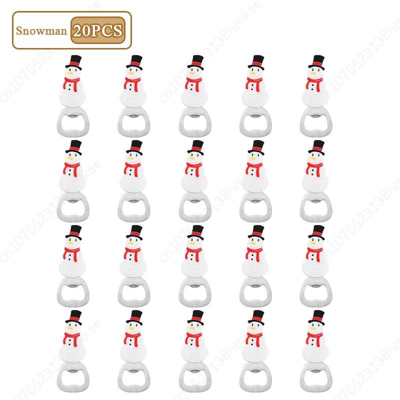 1-20PC Christmas Beer Bottle Opener Santa Snowman Bottle Opener Silicone Stainless Steel Bottle Opener Party Decoration Supplies