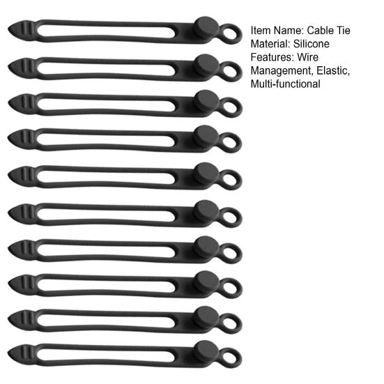 10Pcs Silicone Cable Tie Earphone Phone Charger Computer Power Cord Bundling Strap Reusable Elastic Wire Management Organizer Wrap