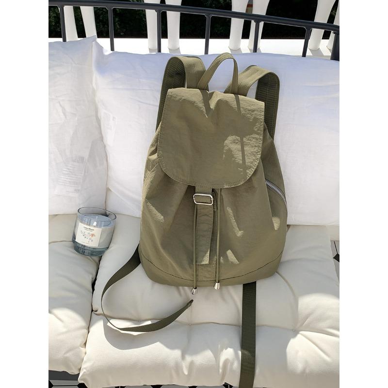 

Новый рюкзак простой женский рюкзак для студентки дорожный большой вместимости легкий откидной мешок из нейлона женский армия зеленый