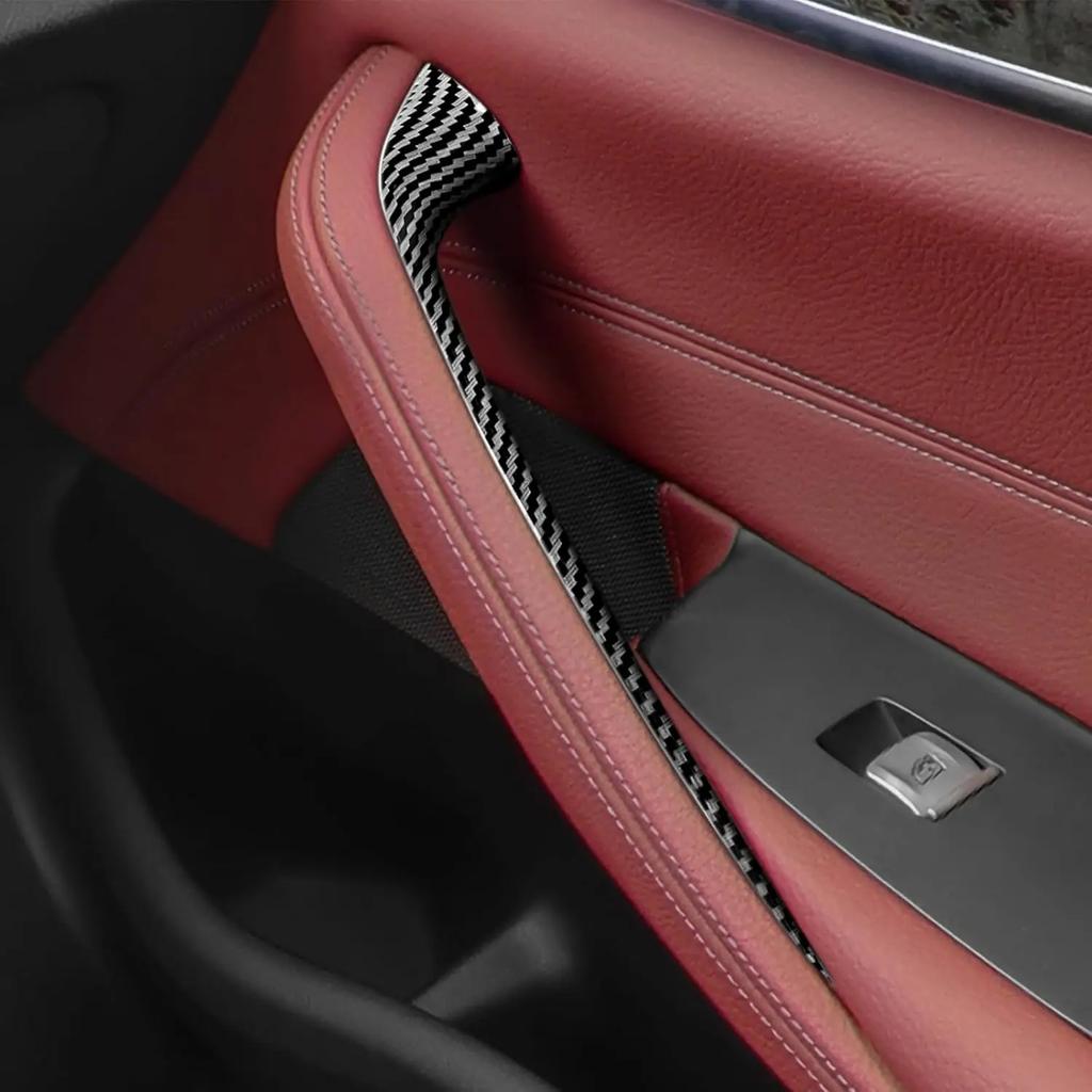 Car Door Handle Panel Cover for BMW 3 4 5 Series G30 G31 2017-2023 Door Pull Handle Cover Carbon Fiber Pattern Auto Accessories