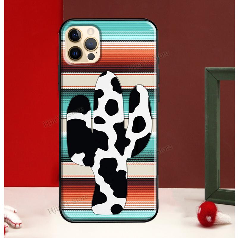 Boho Botanical Leaf Cow Cactus Phone Case For iPhone 11 14 13 Pro Max 12 Mini X XR XS Max 6S 7 8 Plus SE 2020 TPU Cover