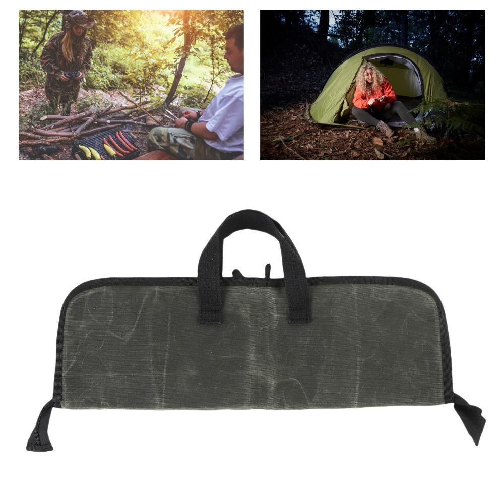 

Waxed Canvas Chef Knife Bag 4 Slots Portable Knife Case Chef Tool Storage Bag for Home Cooks зелений