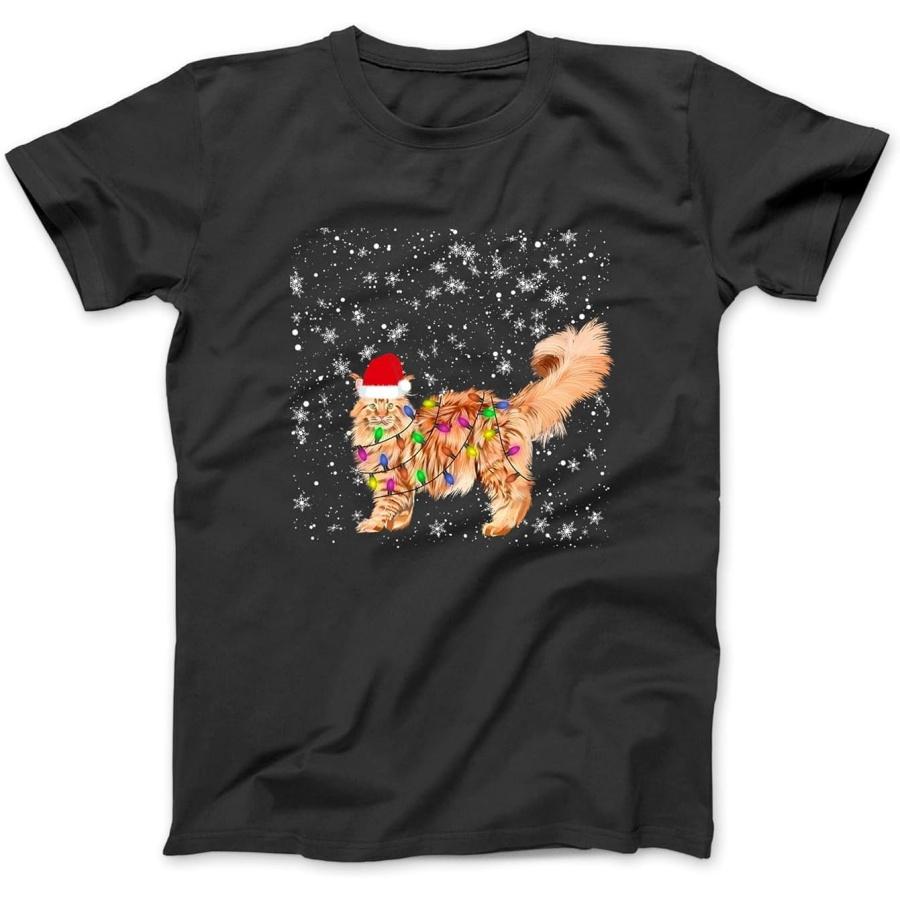 Maine Coon Christmas Maine Coon Xmas Party Maine Coon Cat T-Shirt Sweatshirt Hoodie Tanktop for Men Women Kids Black S