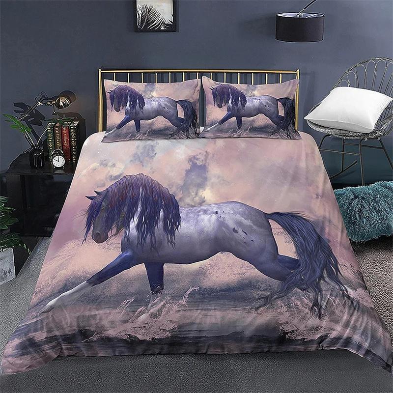 Horse Animal 3D Bedding Double Bed Duvet Cover Set for Adults Soft Home Textile No Sheet Full King Size Decor Bedroom Textile