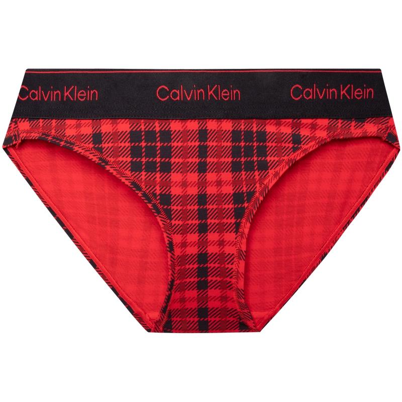 

Calvin Klein Modern Attraction клетчатое хлопковое бикини с треугольными чашечками женское нижнее белье красное QF7778AD S
