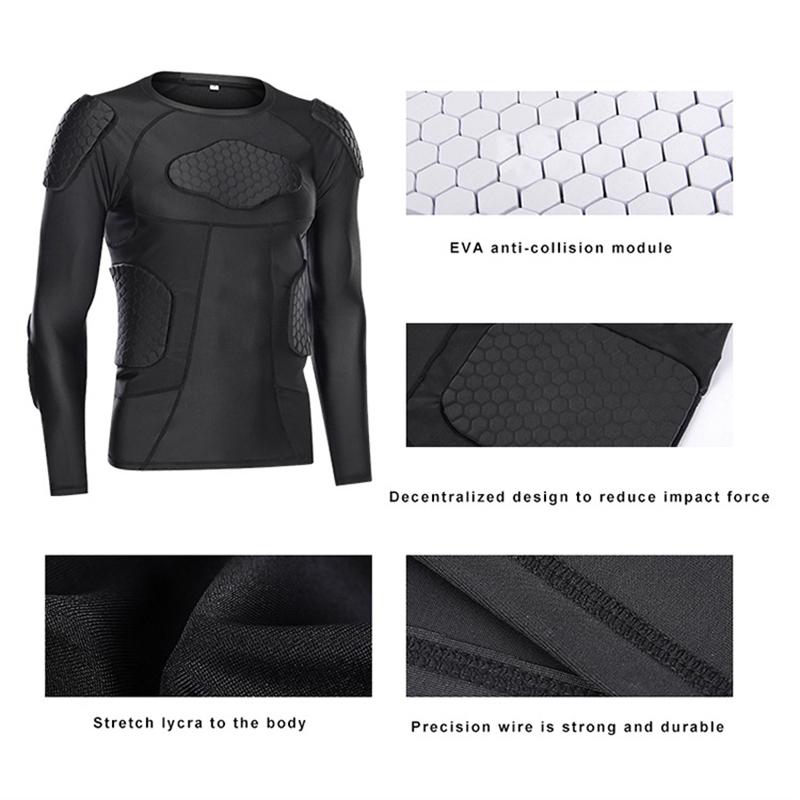 Herren Kompressionsshirt mit gepolstertem Schutz-T-Shirt, Rippenbrust- und Schulterschutz