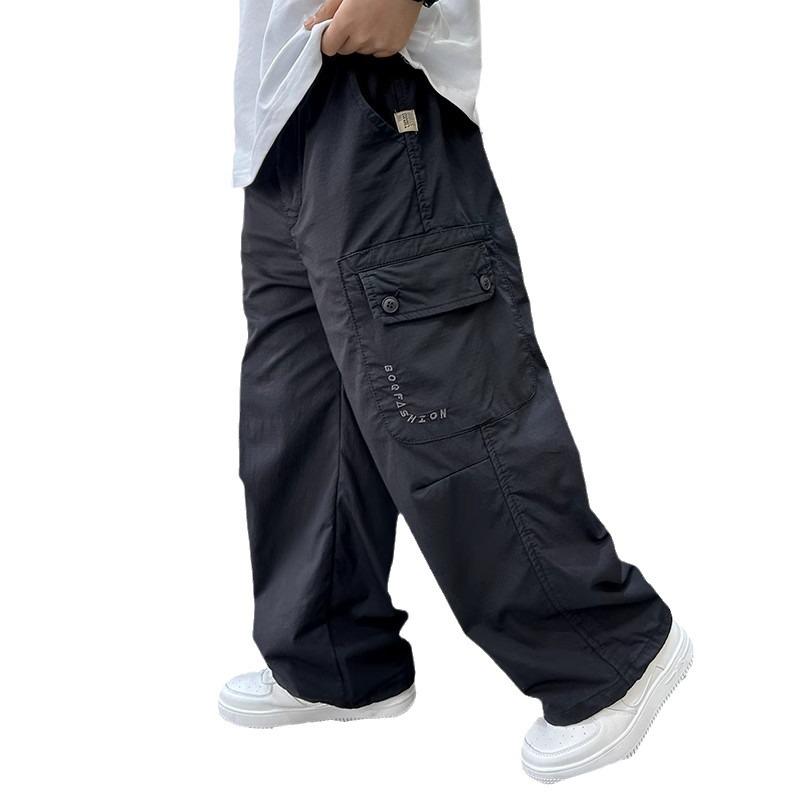 Jungen 2024 Frühling/Herbst Weitbeinige Koreanische Freizeit-Arbeitskleidungshose für Große Kinder