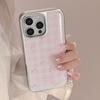 Gilt Gold Is Suitable for Apple 17promax Mobile Phone Case Iphone16 Pink Plaid Bow 13 Electroplated High-quality Mobile Phone Case